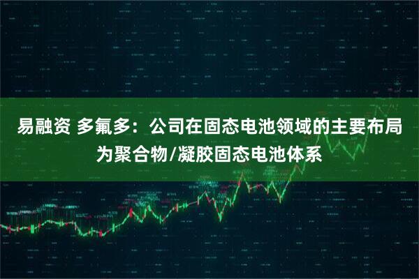 易融资 多氟多：公司在固态电池领域的主要布局为聚合物/凝胶固态电池体系