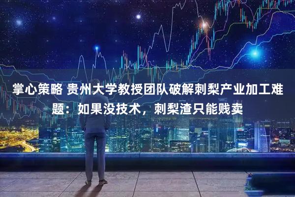掌心策略 贵州大学教授团队破解刺梨产业加工难题：如果没技术，刺梨渣只能贱卖